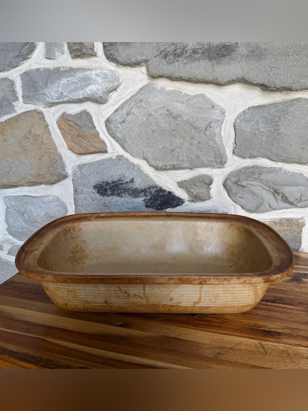 Vintage Pampered Chef Family Heritage large & deep Stoneware Rectangular Baker